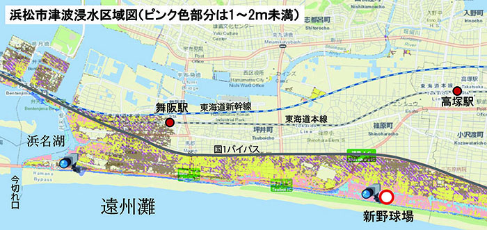 浜松市津波浸水区域図