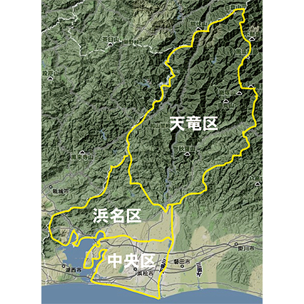 浜松市区割り図（衛星写真）